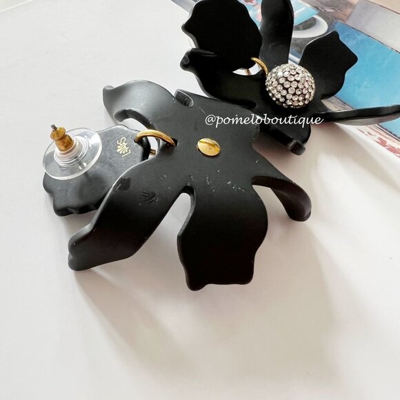 Lele Sadoughi Small Crystal Lily Earrings Jet - Picture 6 of 7
